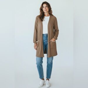 Perch by Blu Pepper Cozy Life Light Tan Lounge Cardigan, Size M